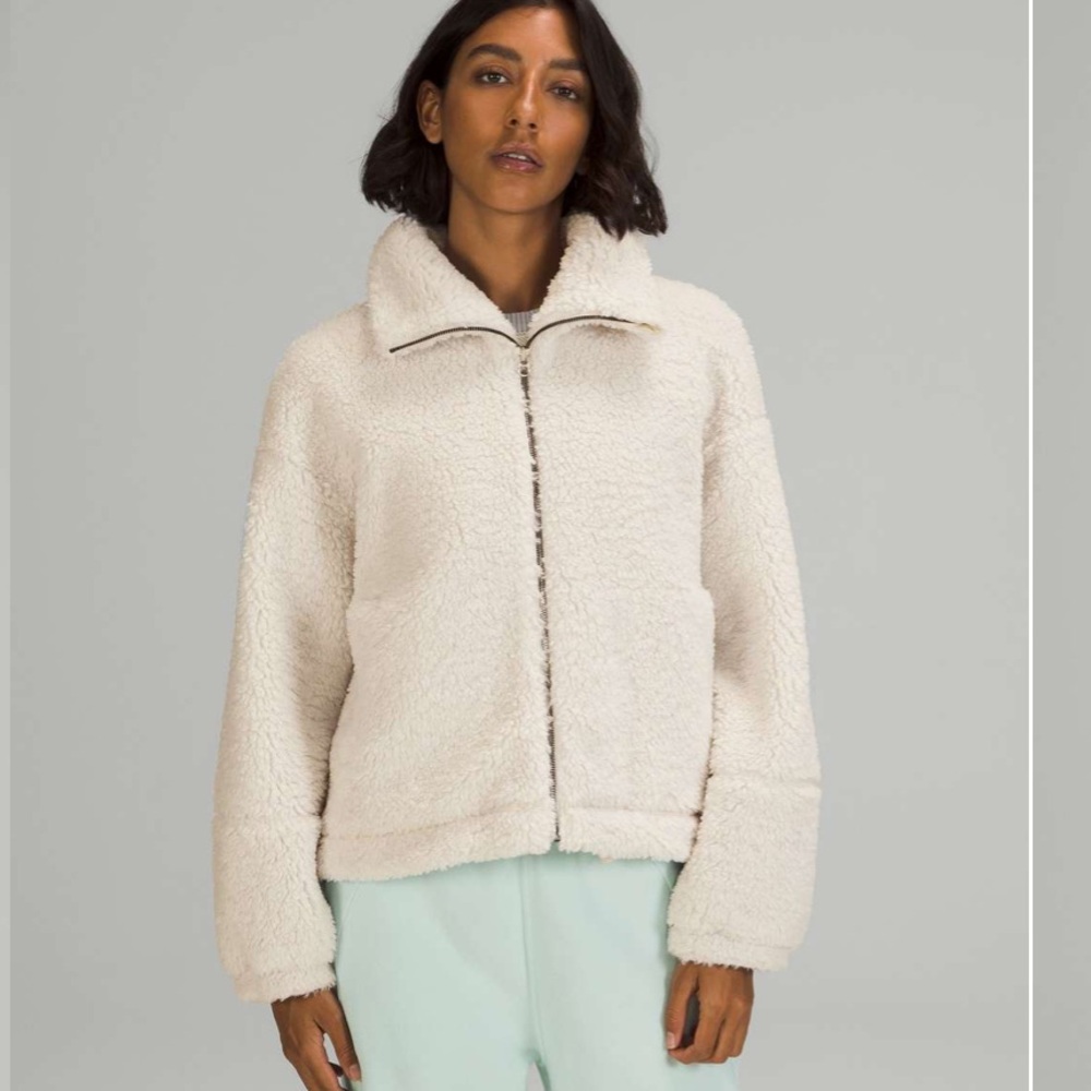 Lululemon Cinchable Fleece Zip-Up in White Opal